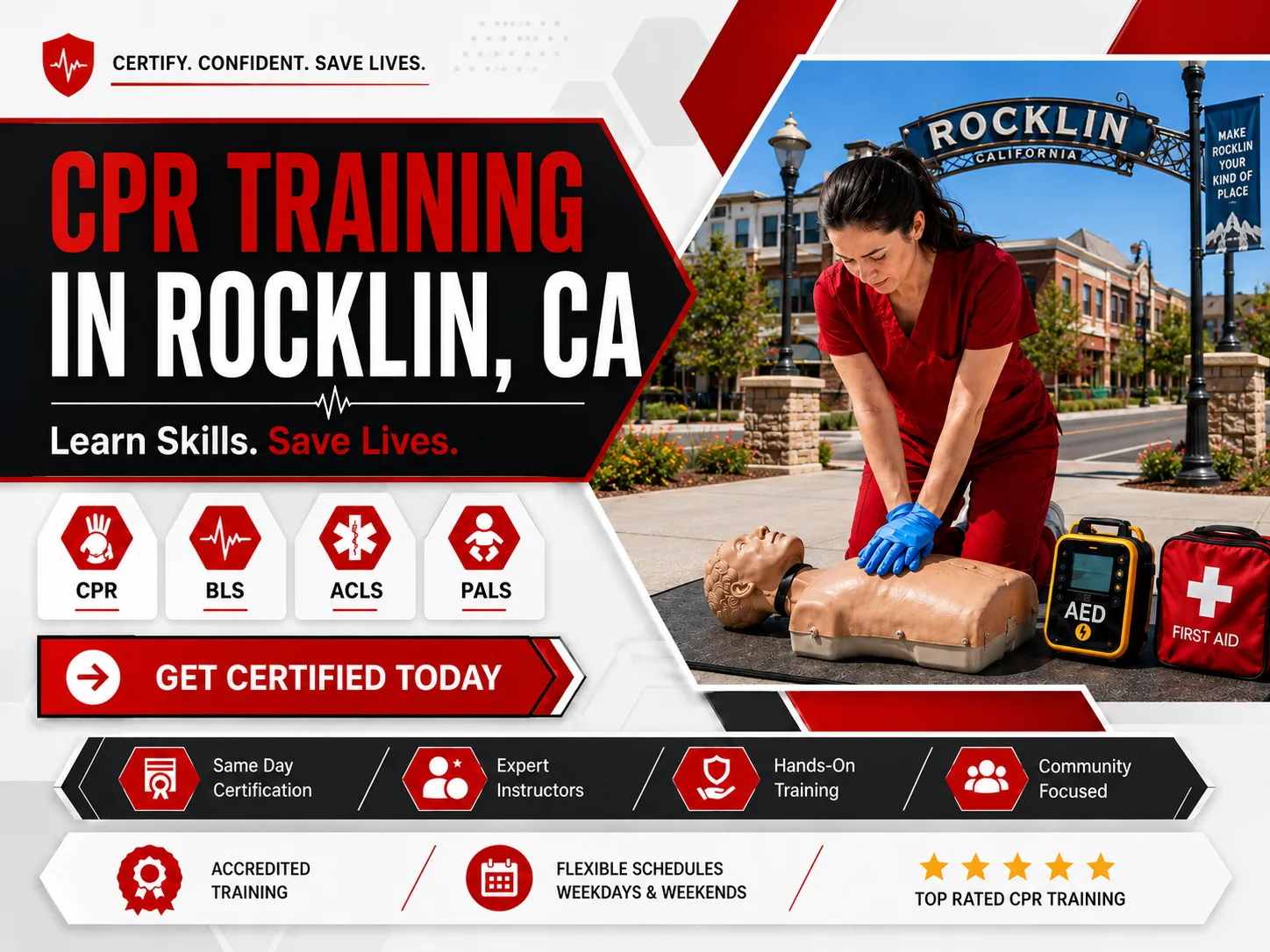 Nurses and EMTs in ACLS certification class in Rocklin, CA